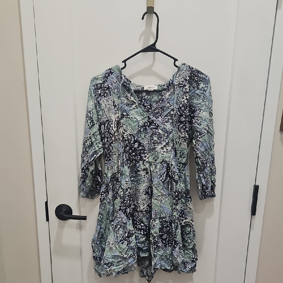 Calvin Klein Tops - Calvin Klein Blue and Green Floral Sun Dress